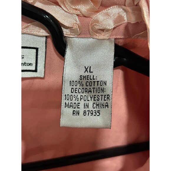 Simonton Says Button Front Blazer Jacket Pink Sz XL Satin Floral Feminine - Picture 6 of 10